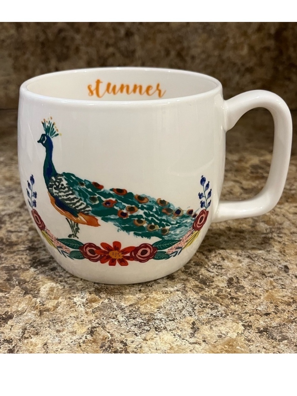 Opalhouse Stoneware Mug with Stunner in Colorful Peacock and Floral Design